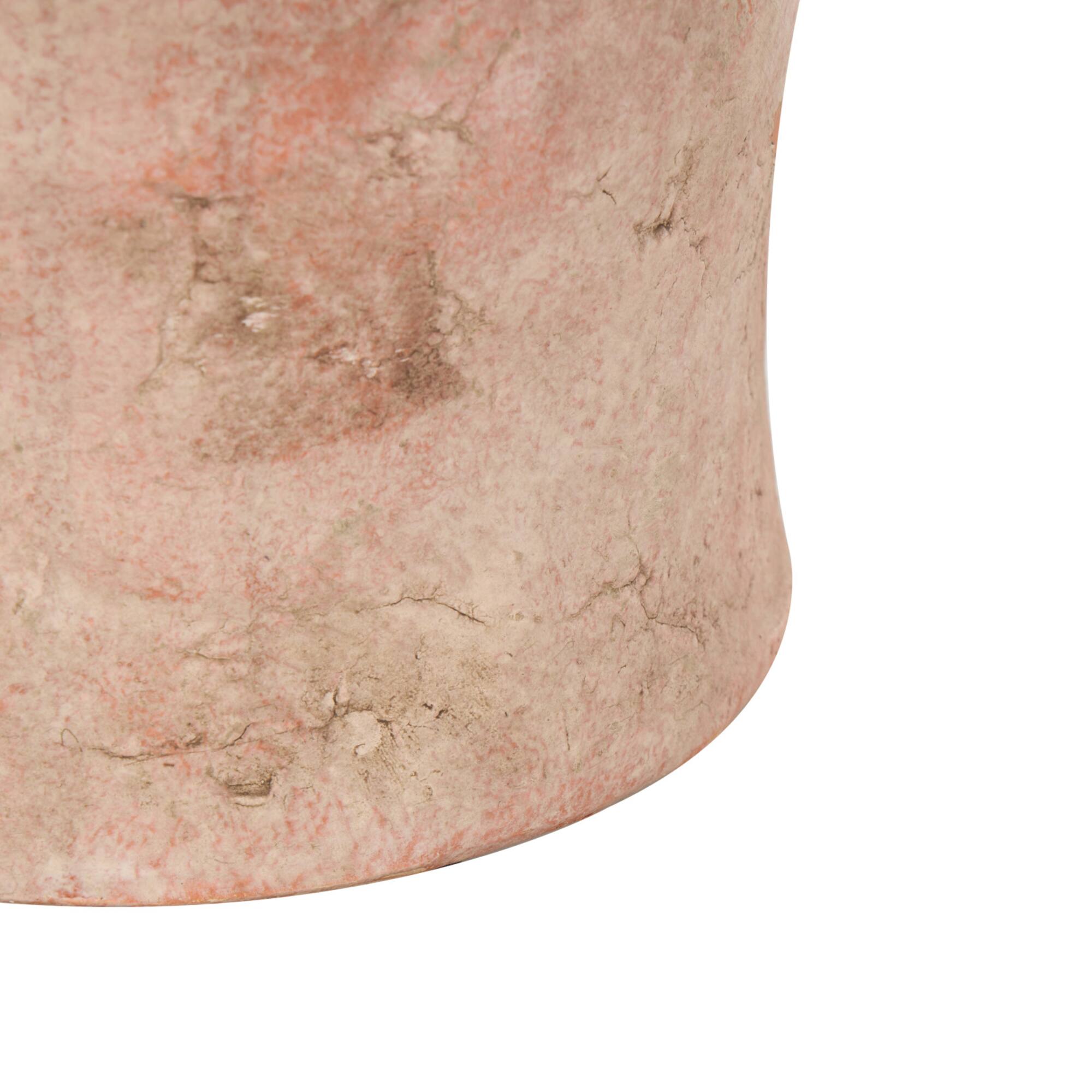 8.25" Pink Ceramic Antique Style Distressed Decorative Vase with Handles